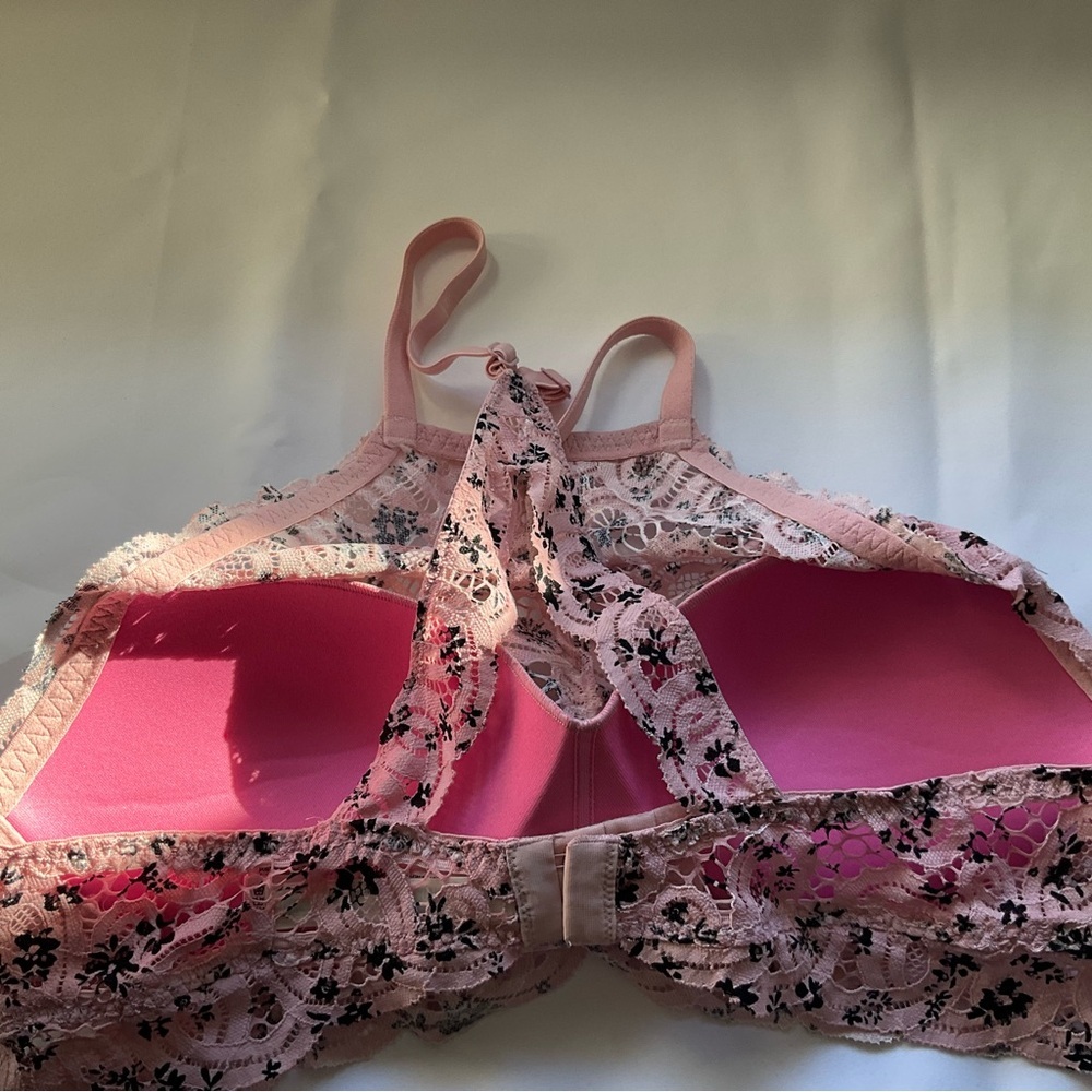 Victoria’s Secret PINK Lace Longline Bralette Large – Pink & Black Floral - Picture 5 of 8